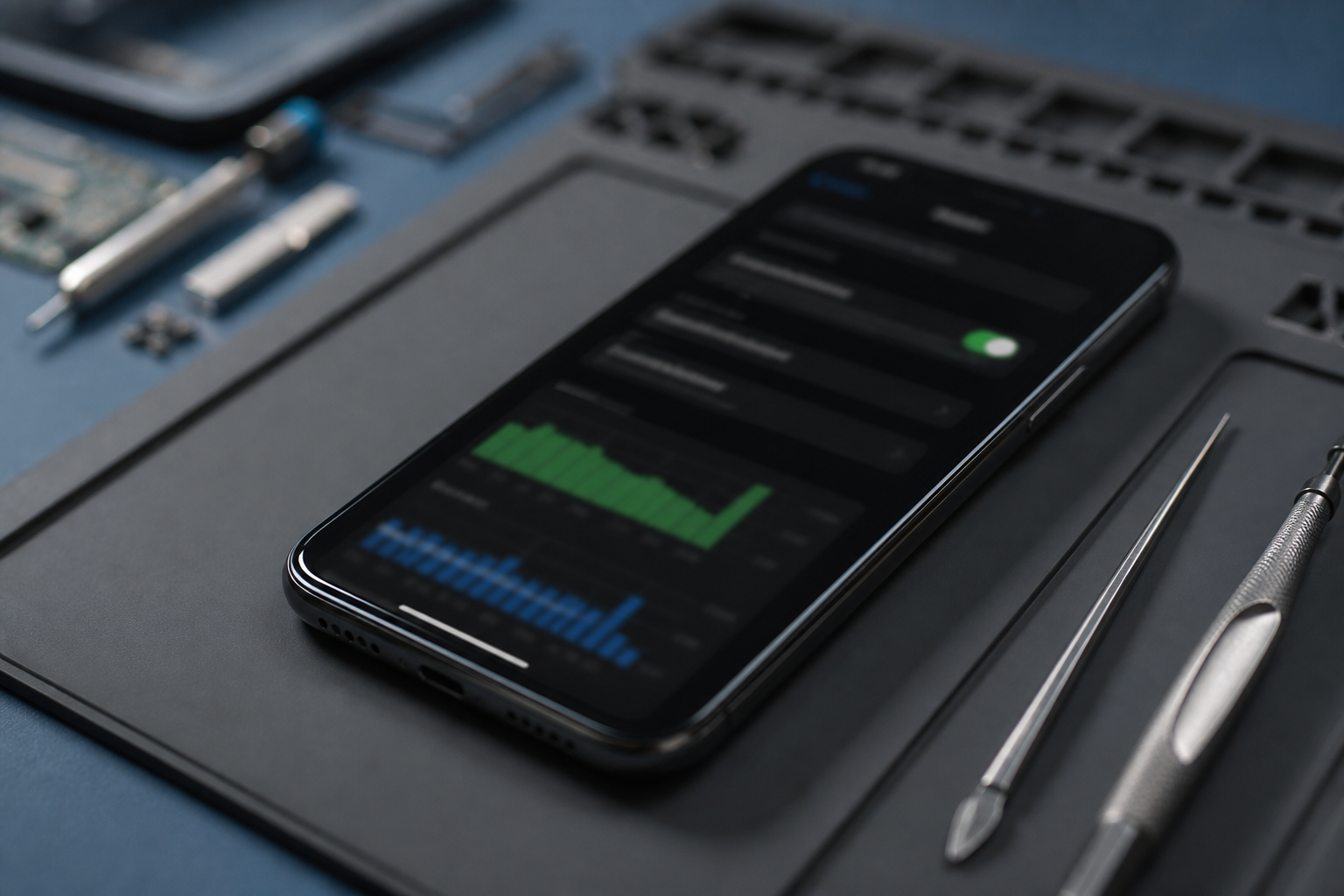 Pantalla de iPhone mostrando el estado de salud de la batería