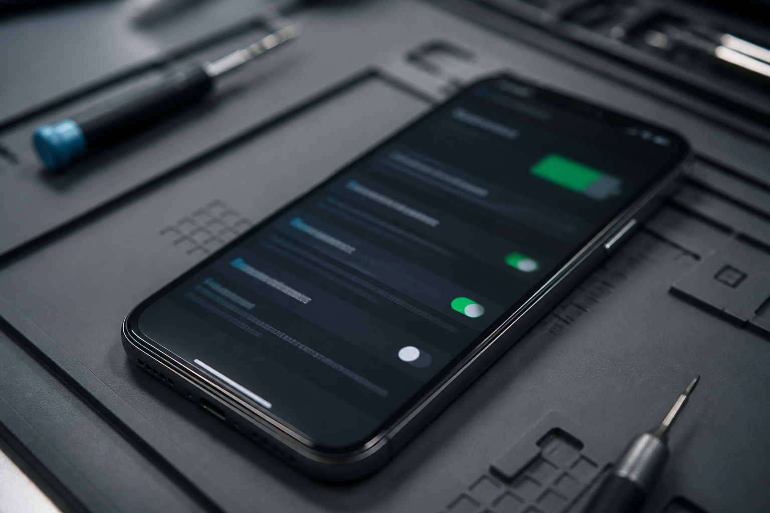 Pantalla de iPhone mostrando el estado de salud de la batería