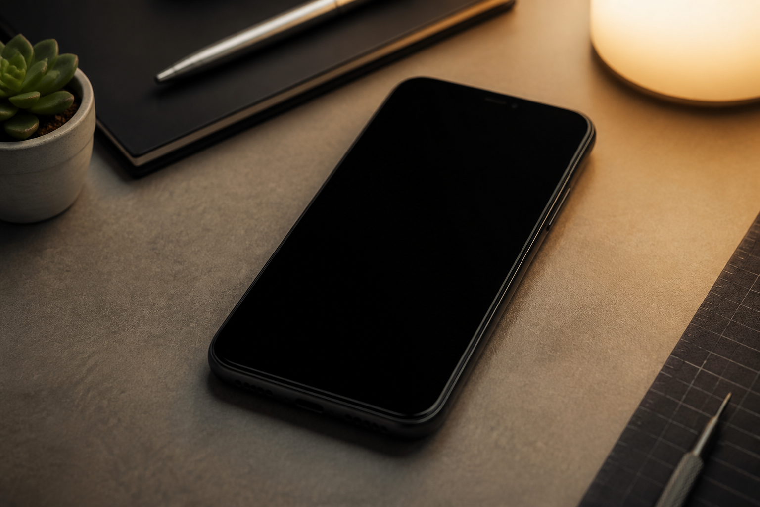 Persona sosteniendo un Moto G05 con la pantalla completamente negra