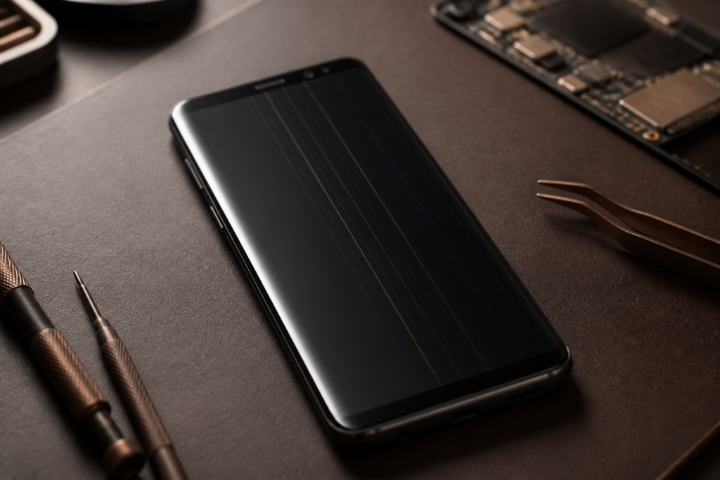 Pantalla de OPPO Find X5 Pro 5G con líneas sobre esterilla de reparación