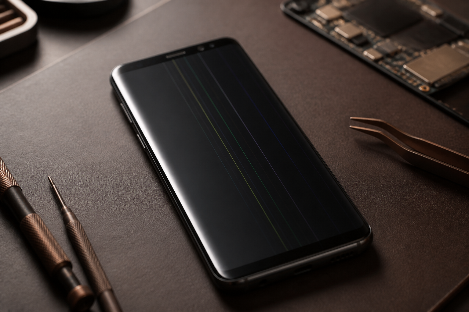Pantalla de OPPO Find X5 Pro 5G con líneas sobre esterilla de reparación