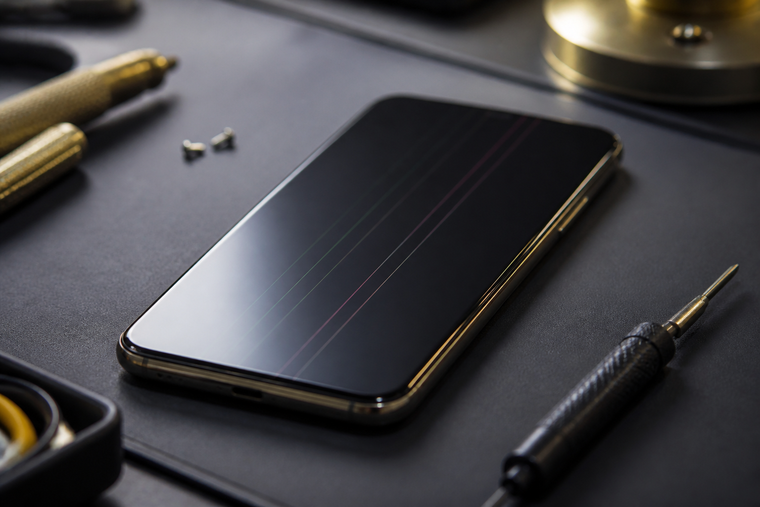 Pantalla de OPPO Find X8 Pro con líneas sobre esterilla de reparación