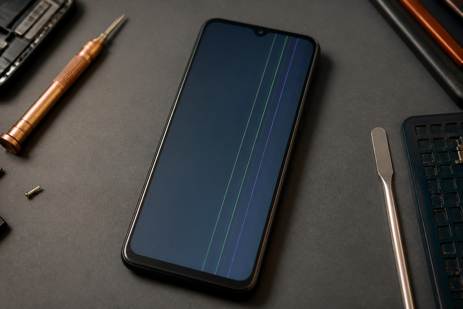 Pantalla IPS LCD de Redmi A5 con líneas sobre esterilla de reparación