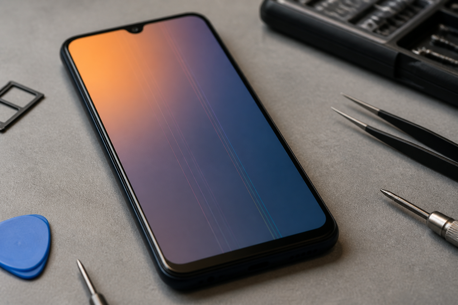 Pantalla IPS LCD de Redmi A7 Pro con líneas sobre esterilla de reparación